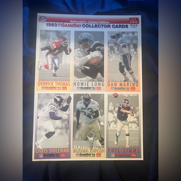 1993 McDonalds NFL GameDay Collector Cards uncut sheet - Picture 1 of 2